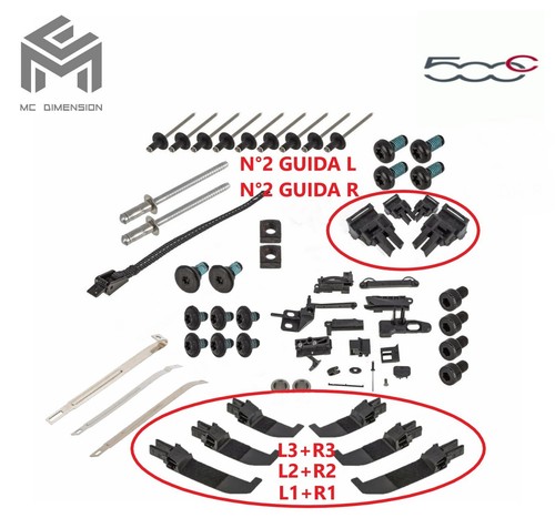 Kit ricambi tettuccio fiat 500 - tettuccio,